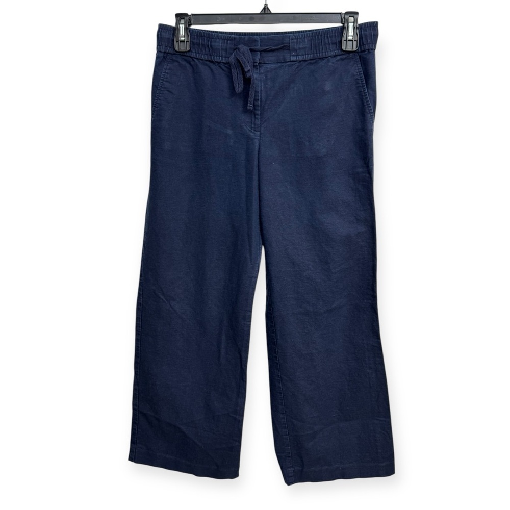 LOFT Navy Wide Leg Linen Pants